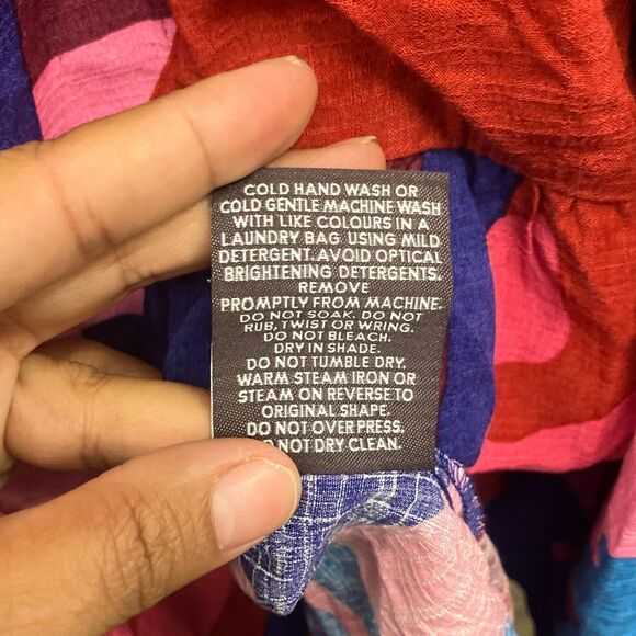 Mister zimi Zuri rayon colorful V-Neck midi dress balloon sleeve size 10 #720 - Picture 8 of 13